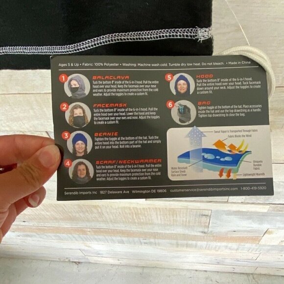 Arctic-X 6 In 1 Fleece Hood Black Animal Print OS - Picture 4 of 4